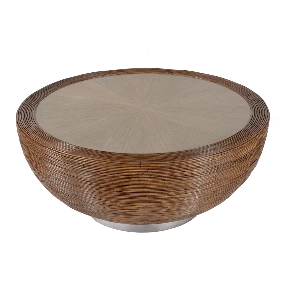 Harding Rattan Drum Coffee Table, Brown