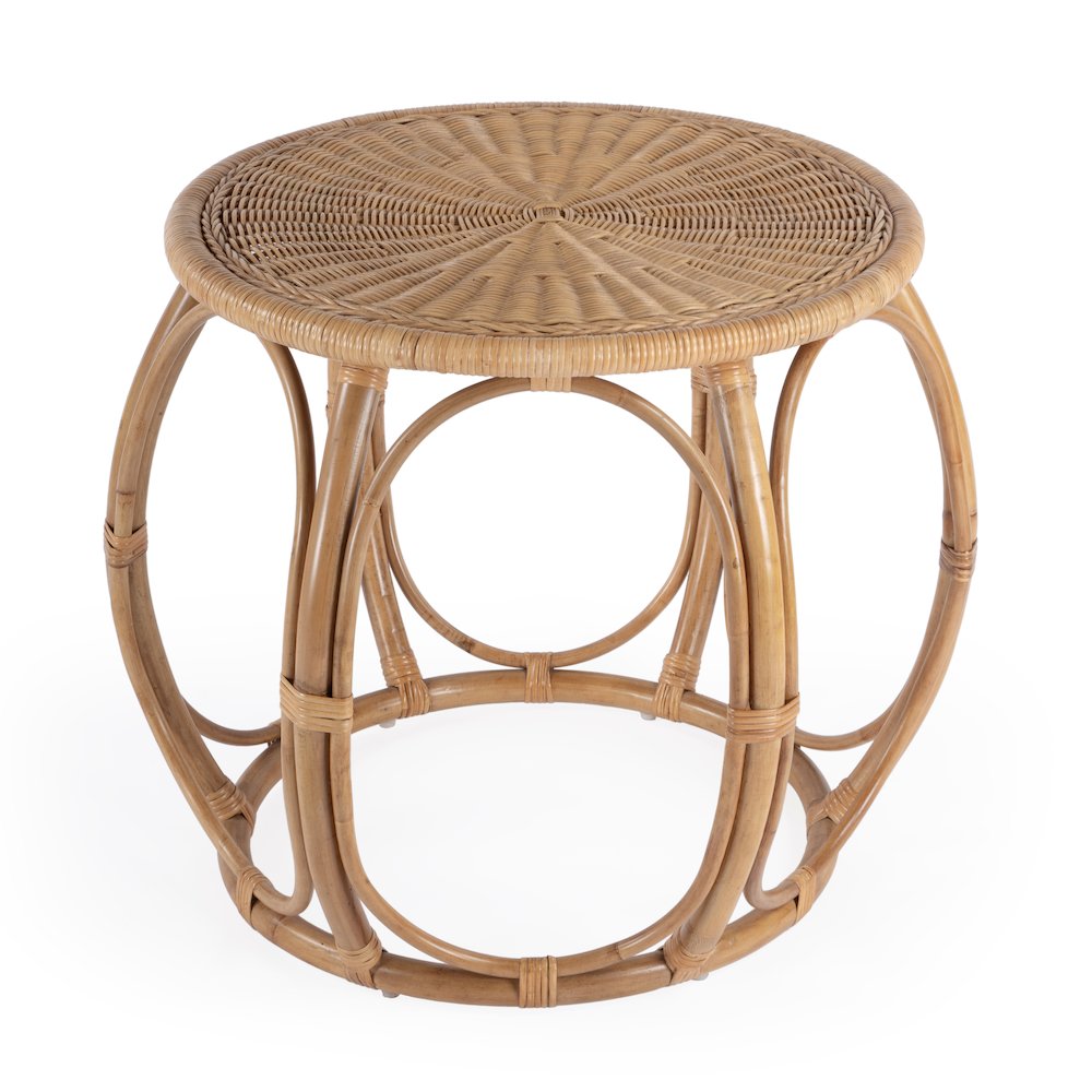 Savannah Woven Rattan Round End Table, Natural