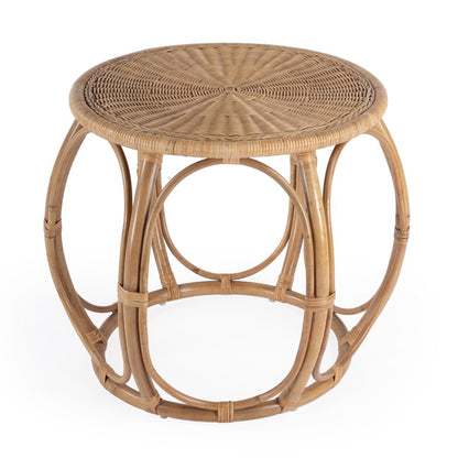 Savannah Woven Rattan Round End Table, Natural