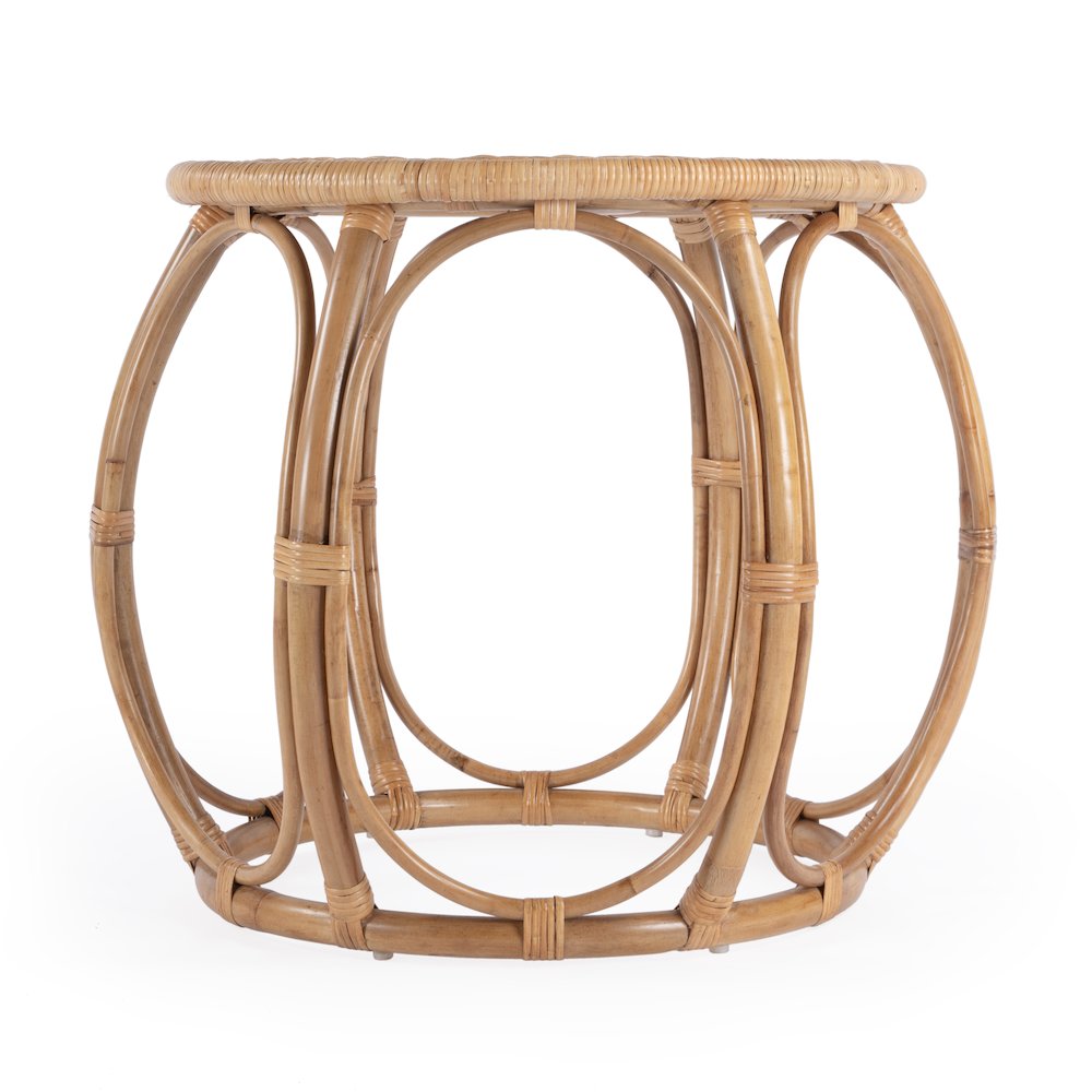 Savannah Woven Rattan Round End Table, Natural