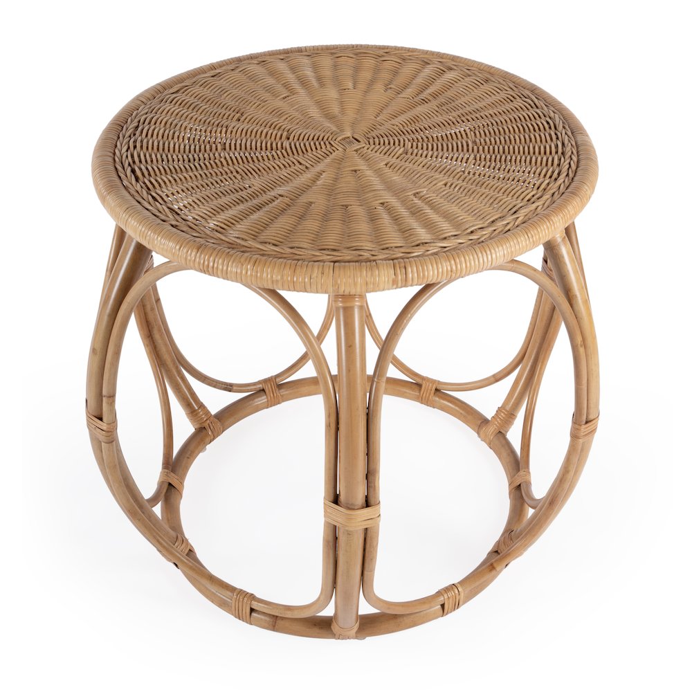 Savannah Woven Rattan Round End Table, Natural