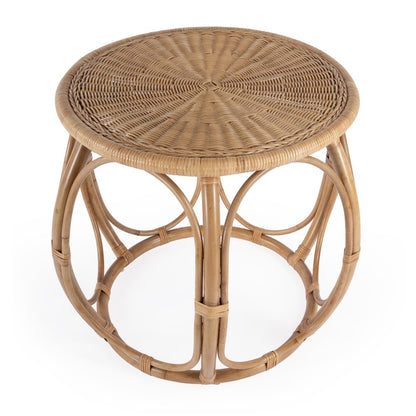 Savannah Woven Rattan Round End Table, Natural