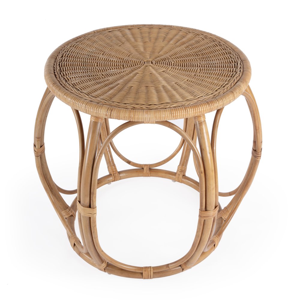 Savannah Woven Rattan Round End Table, Natural