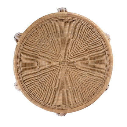 Savannah Woven Rattan Round End Table, Natural