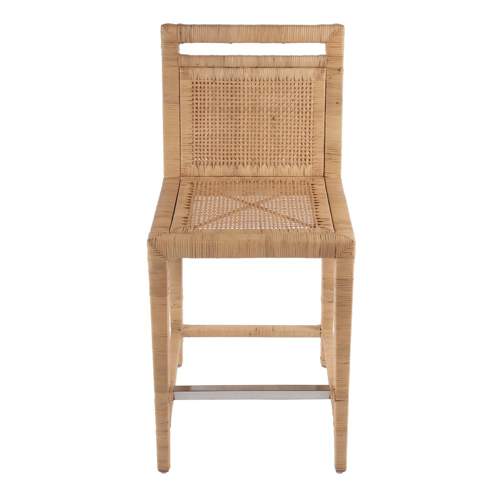 Brielle 24 in. Seat Height Rattan Woven Counter stool with Back, Light Brown