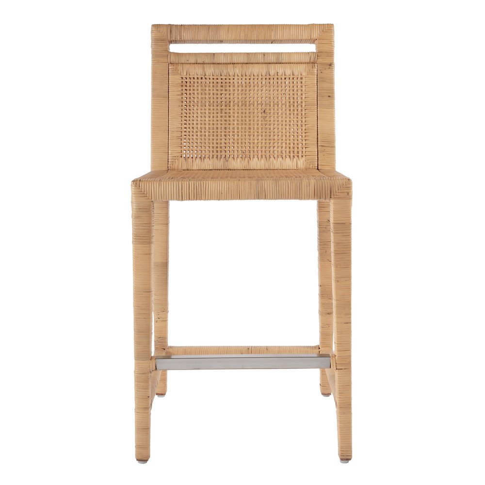 Brielle 24 in. Seat Height Rattan Woven Counter stool with Back, Light Brown