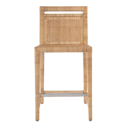 Brielle 24 in. Seat Height Rattan Woven Counter stool with Back, Light Brown