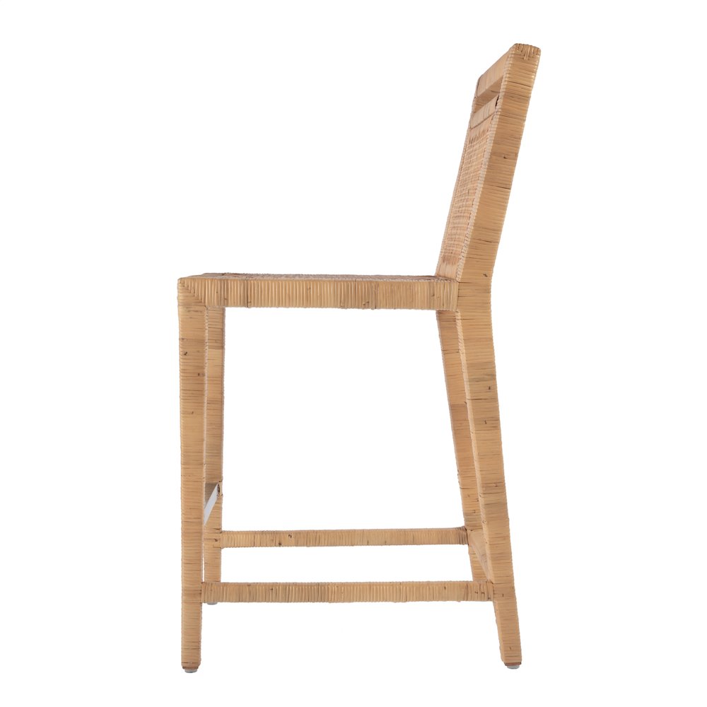 Brielle 24 in. Seat Height Rattan Woven Counter stool with Back, Light Brown
