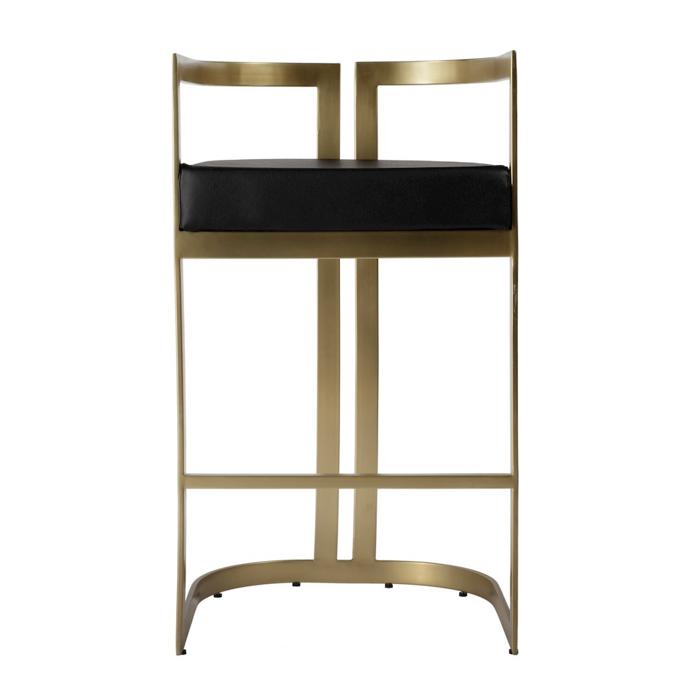 Clarence Faux Leather 28" Barstool, Black