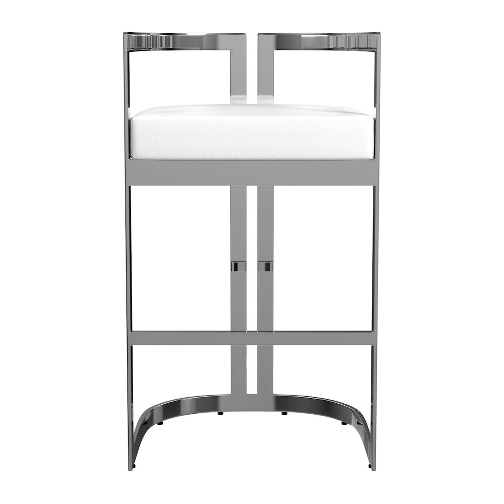 Clarence Faux Leather 28" Barstool, White