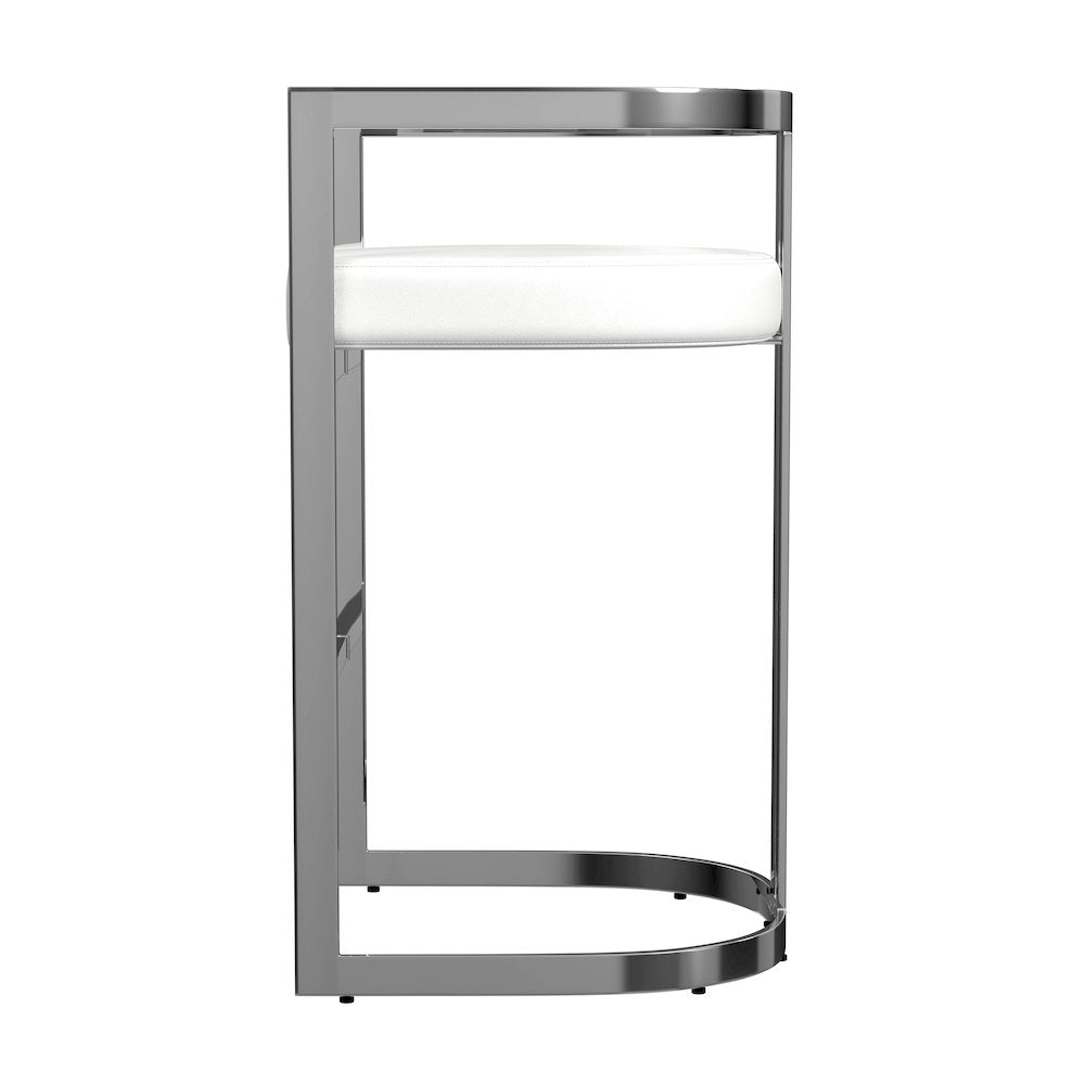Clarence Faux Leather 28" Barstool, White