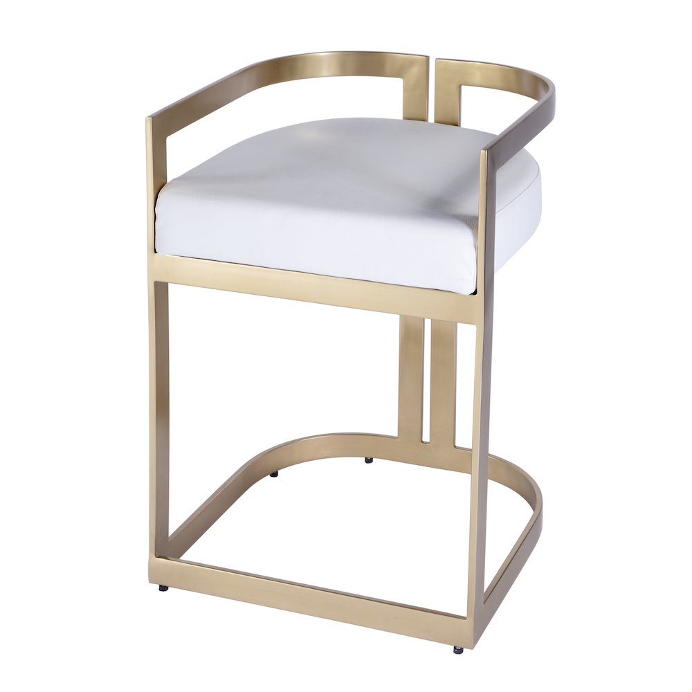 Clarence Faux Leather 23" Dining Stool, White