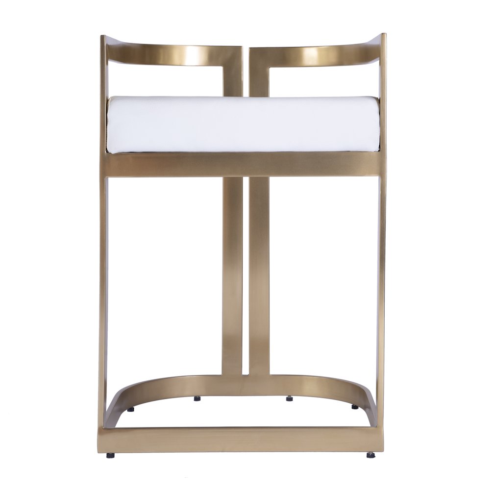 Clarence Faux Leather 23" Dining Stool, White
