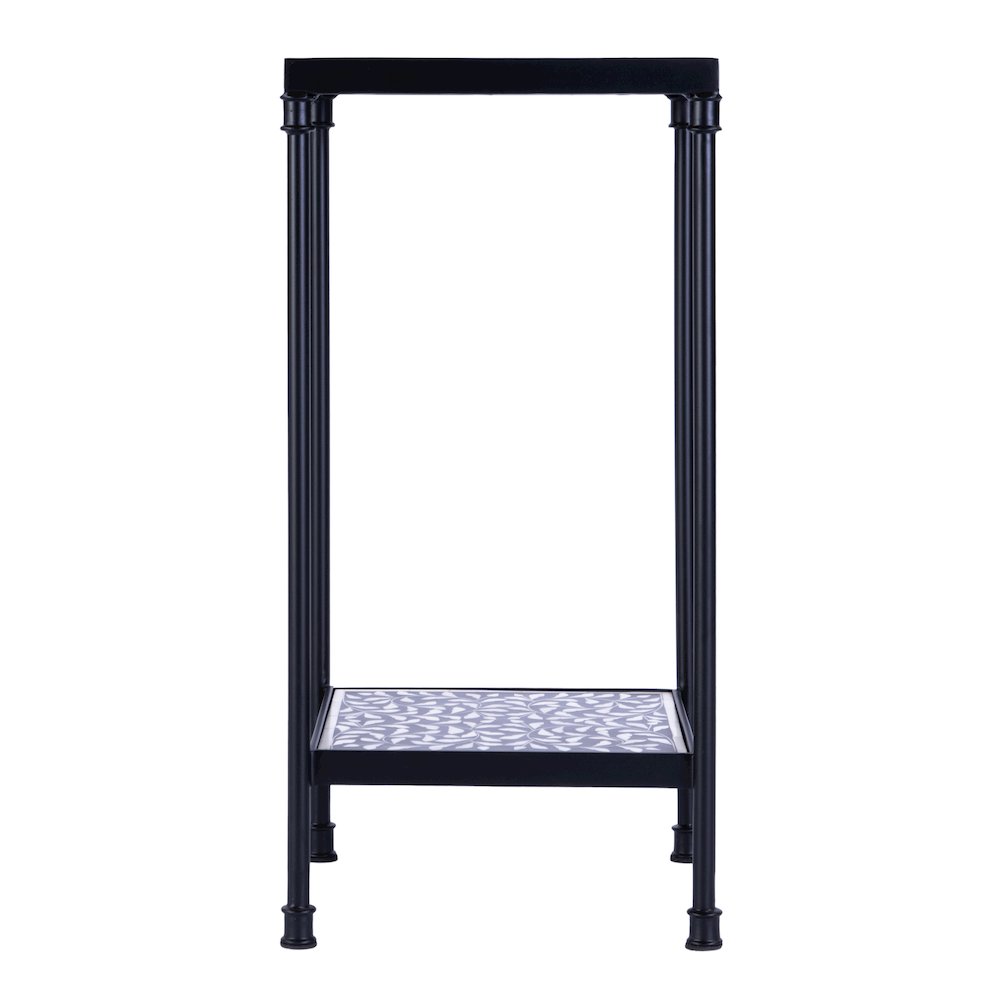 Lana Resin and Bone Inlay Side Table, Black and White