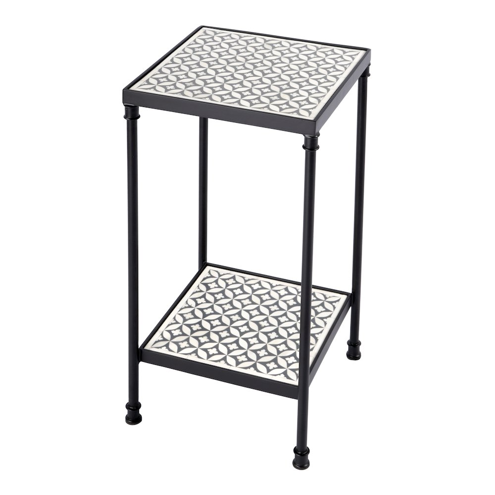 Lana Resin and Bone Inlay Side Table, Gray
