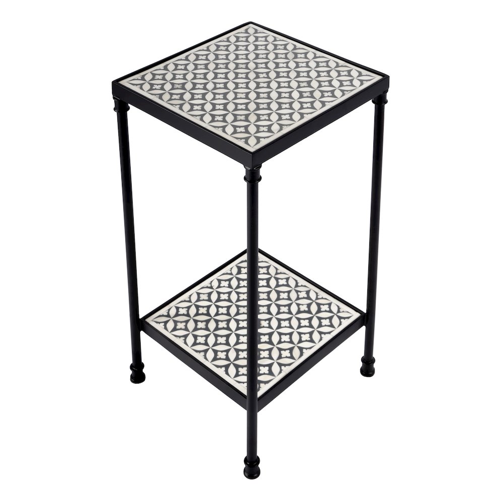 Lana Resin and Bone Inlay Side Table, Gray