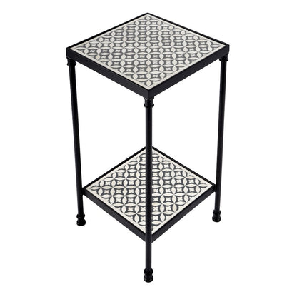 Lana Resin and Bone Inlay Side Table, Gray