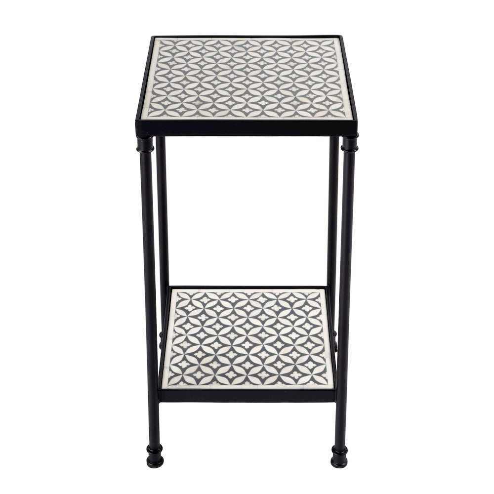 Lana Resin and Bone Inlay Side Table, Gray