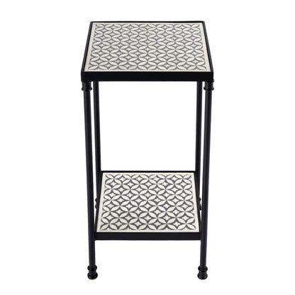 Lana Resin and Bone Inlay Side Table, Gray