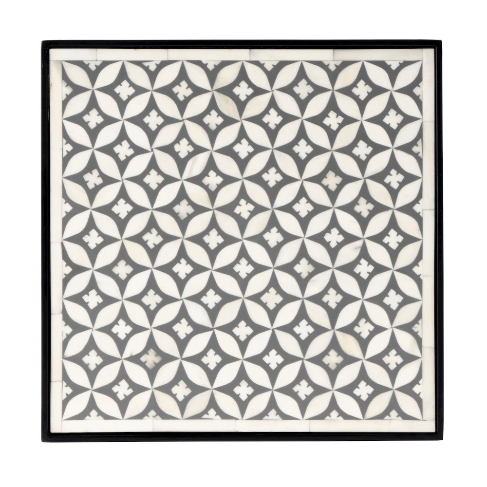 Lana Resin and Bone Inlay Side Table, Gray