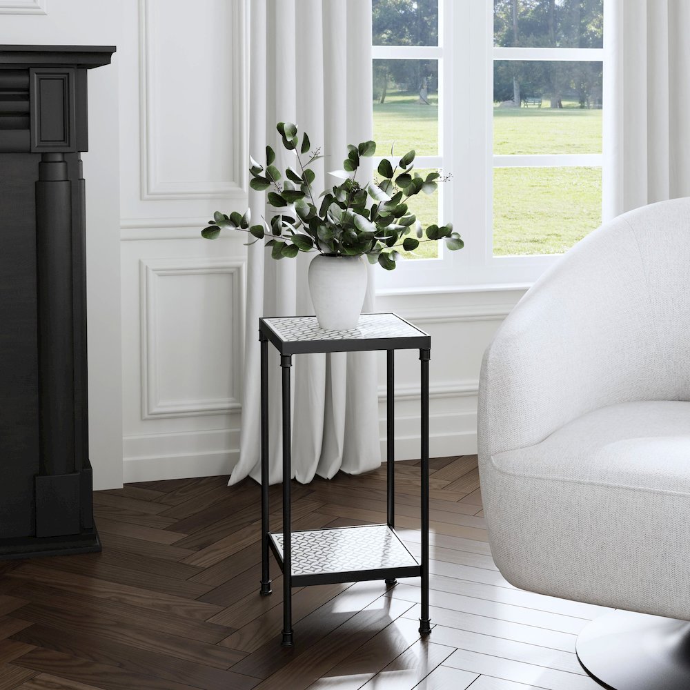 Lana Resin and Bone Inlay Side Table, Gray