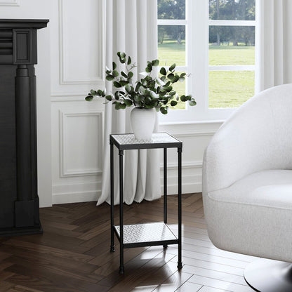 Lana Resin and Bone Inlay Side Table, Gray