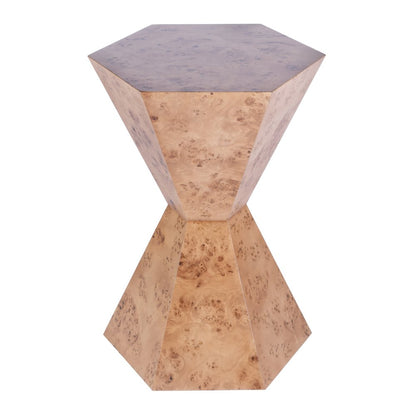 Billie Burl Hexagon Side Table, Brown