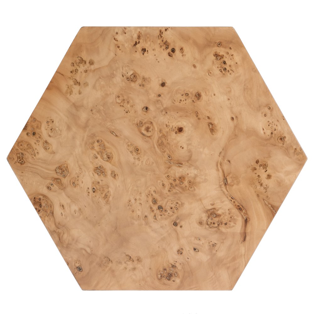 Billie Burl Hexagon Side Table, Brown