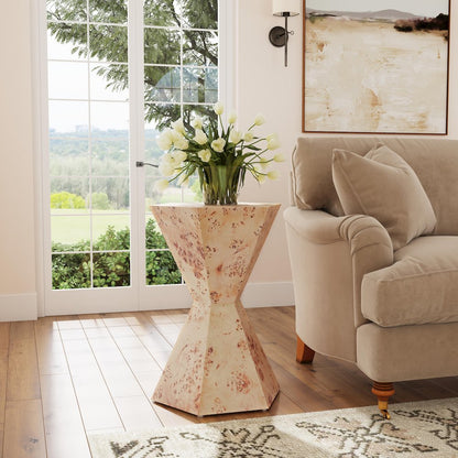 Billie Burl Hexagon Side Table, Light Brown