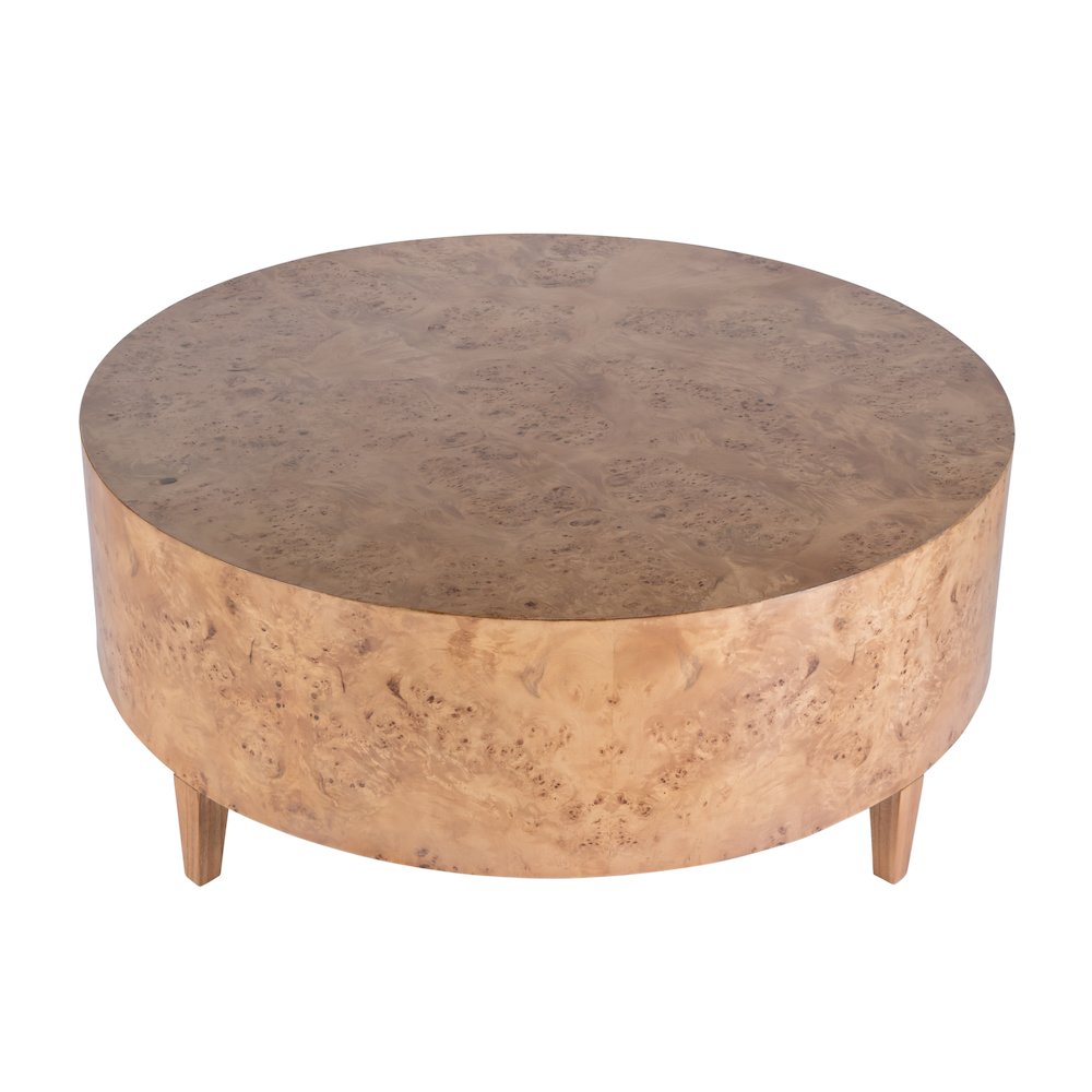 Billie Round Burl Coffee Table, Brown