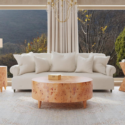 Billie Round Burl Coffee Table, Brown