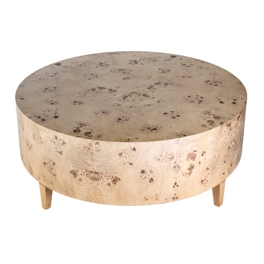 Billie Round Burl Coffee Table, Brown