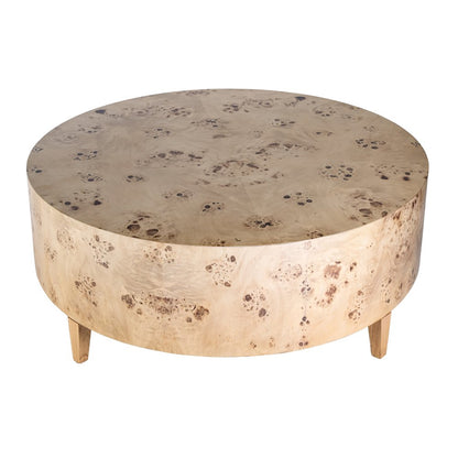 Billie Round Burl Coffee Table, Brown