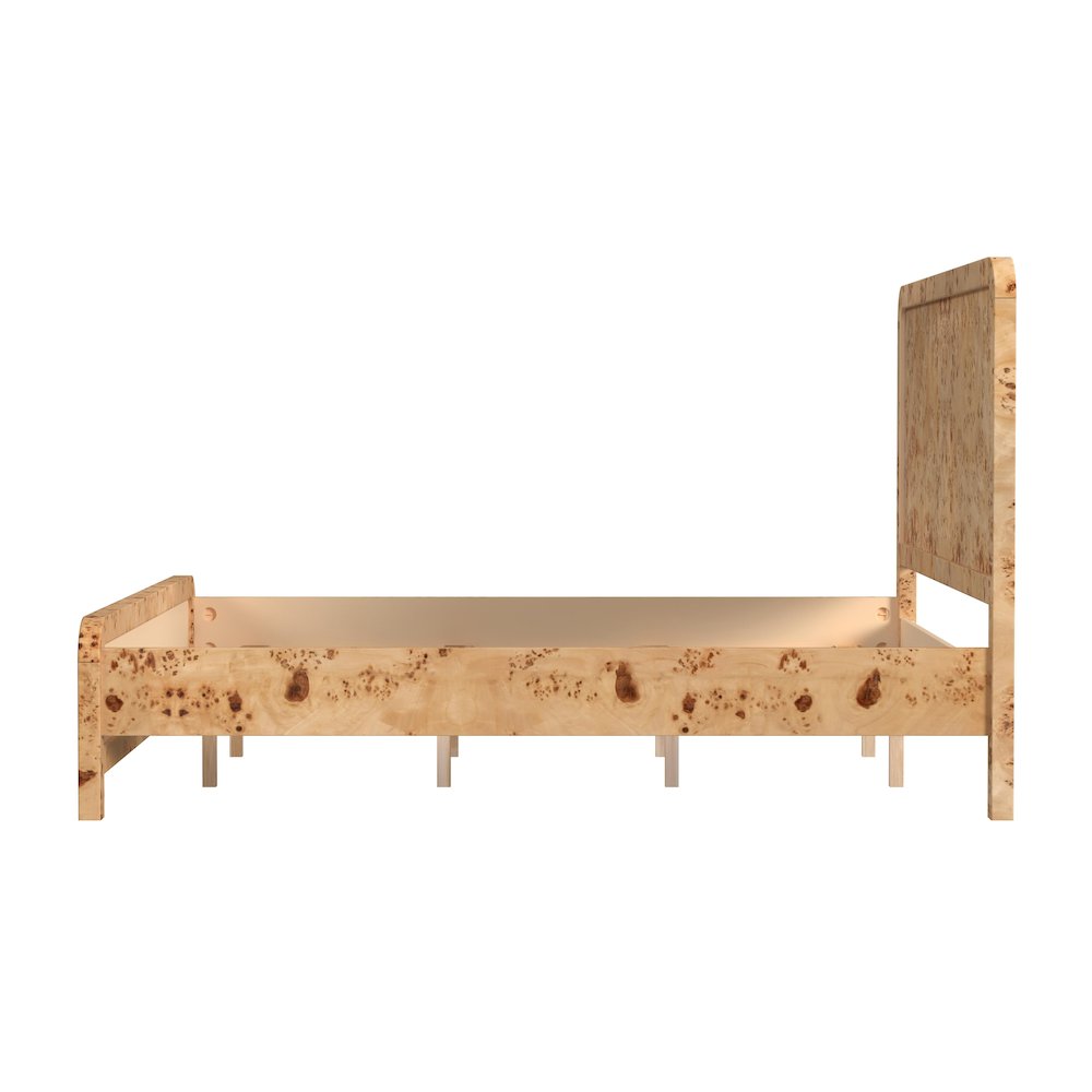 Cora King Burl Panel Bed, Brown