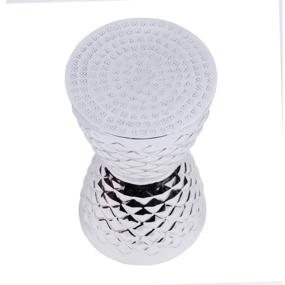 Hudson Drum End Table, Silver