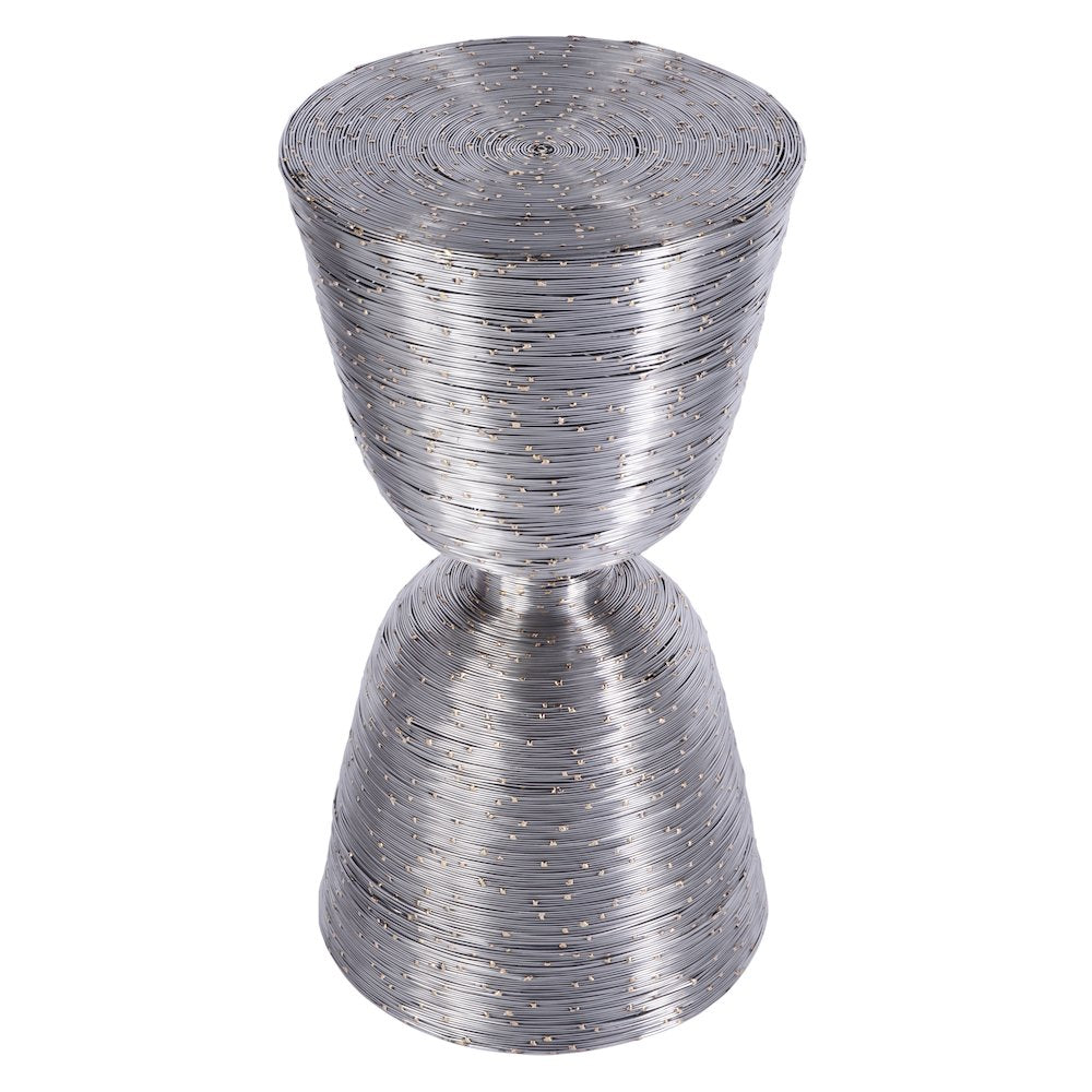 Angelo Drum End Table, Silver