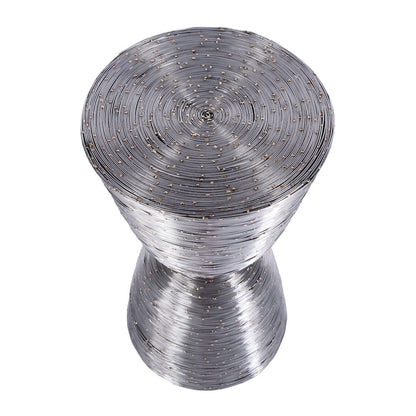 Angelo Drum End Table, Silver