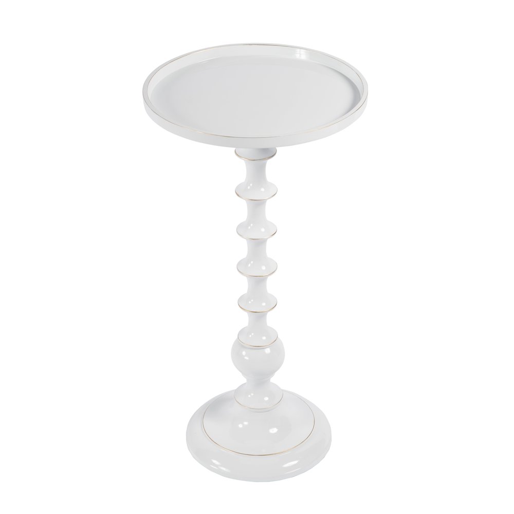 Mia 11 in. W Round Metal Side Table, White