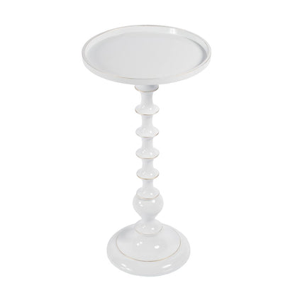 Mia 11 in. W Round Metal Side Table, White