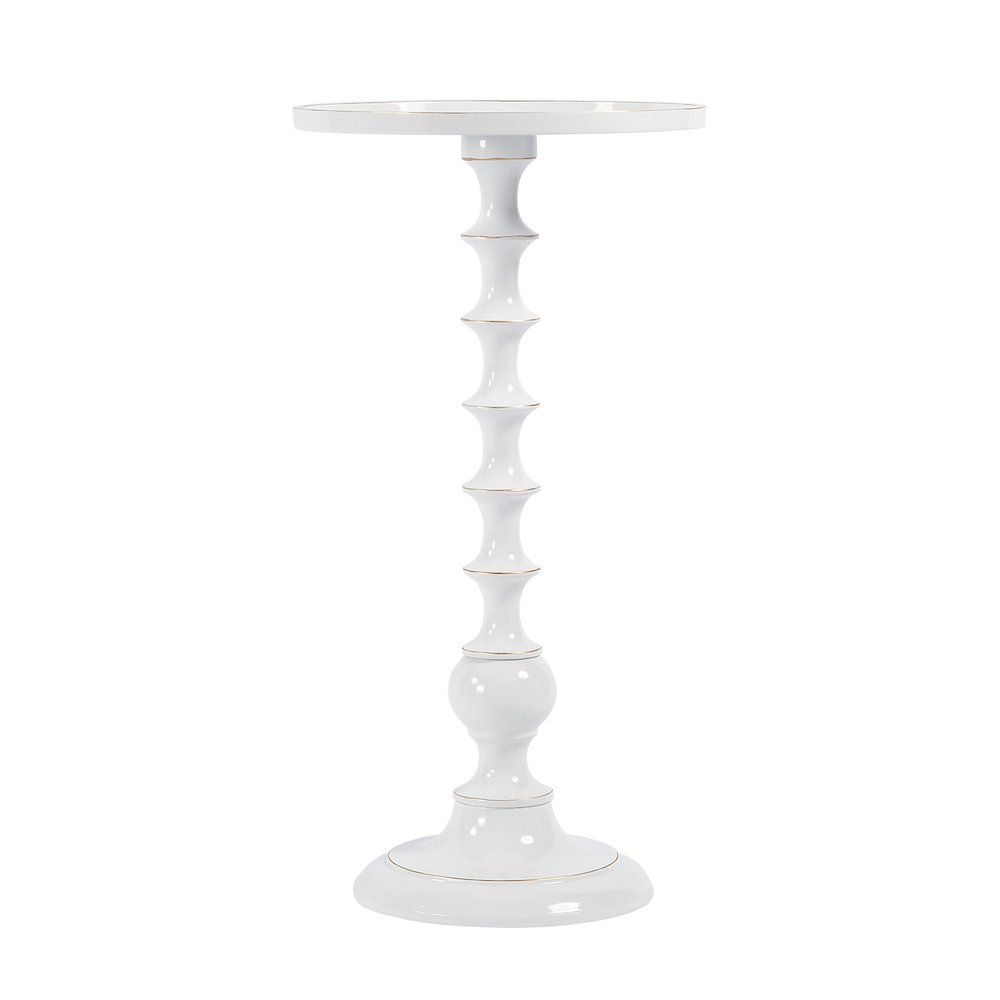 Mia 11 in. W Round Metal Side Table, White