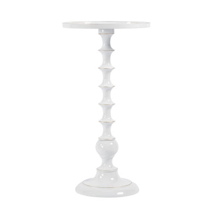 Mia 11 in. W Round Metal Side Table, White