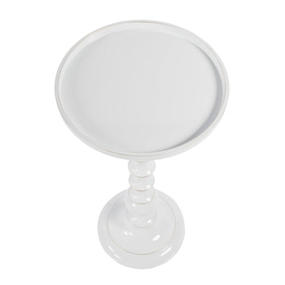 Mia 11 in. W Round Metal Side Table, White