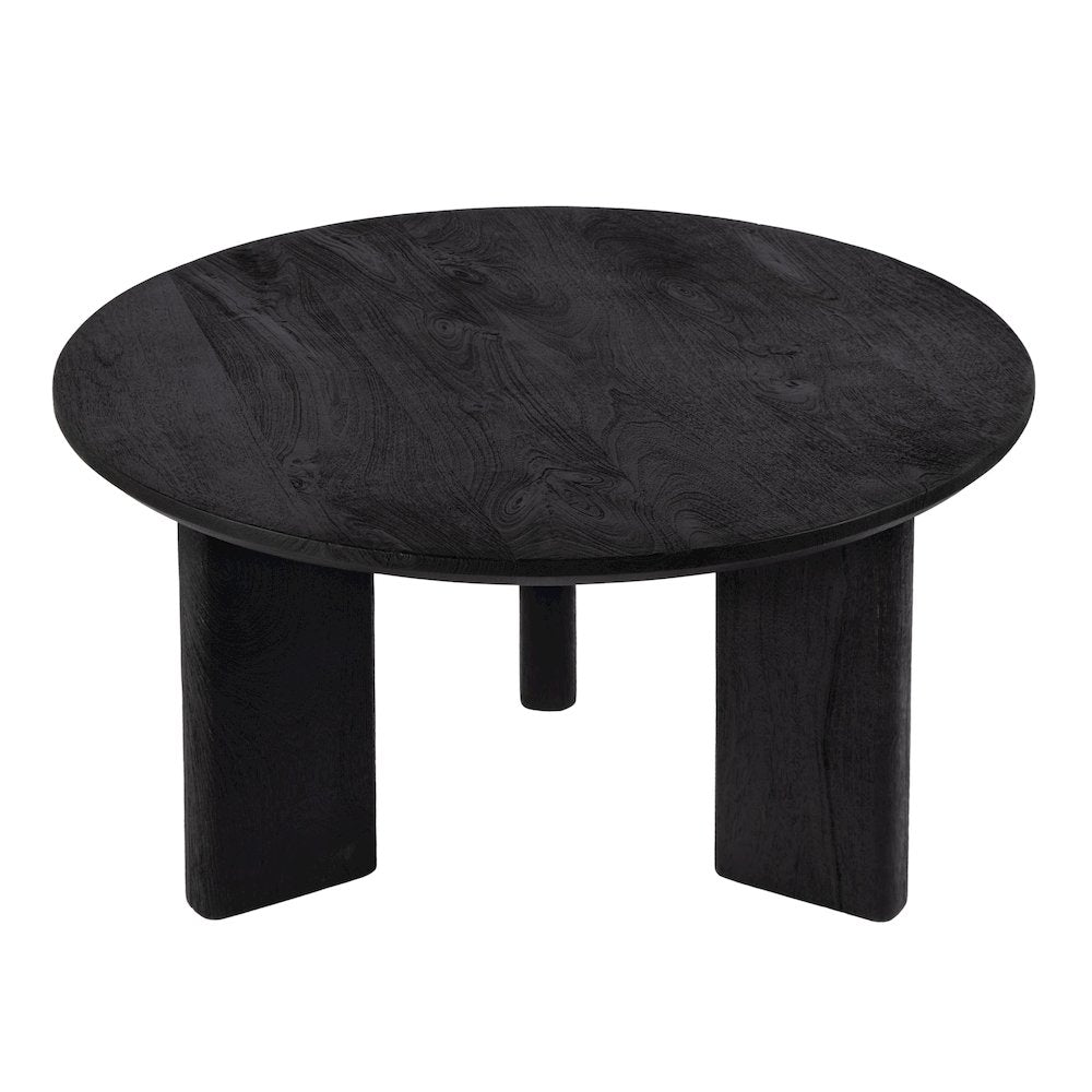 Jenni 30 in. W Round Wood Coffee Table, Black