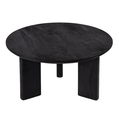 Jenni 30 in. W Round Wood Coffee Table, Black
