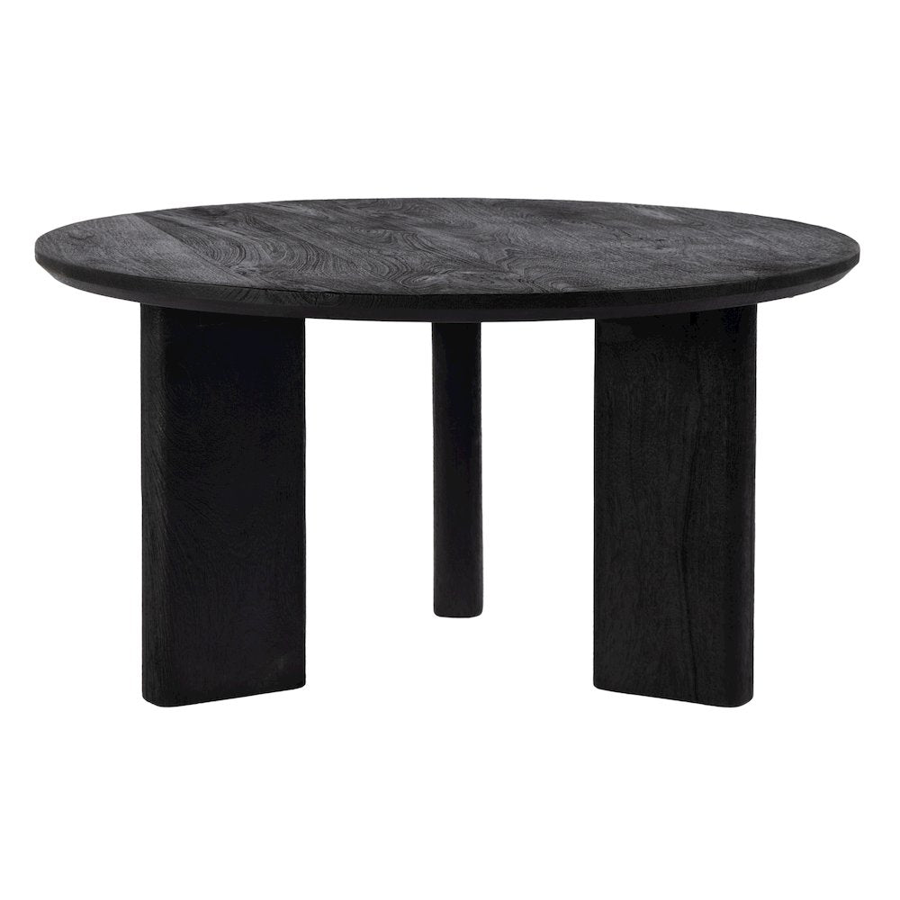 Jenni 30 in. W Round Wood Coffee Table, Black