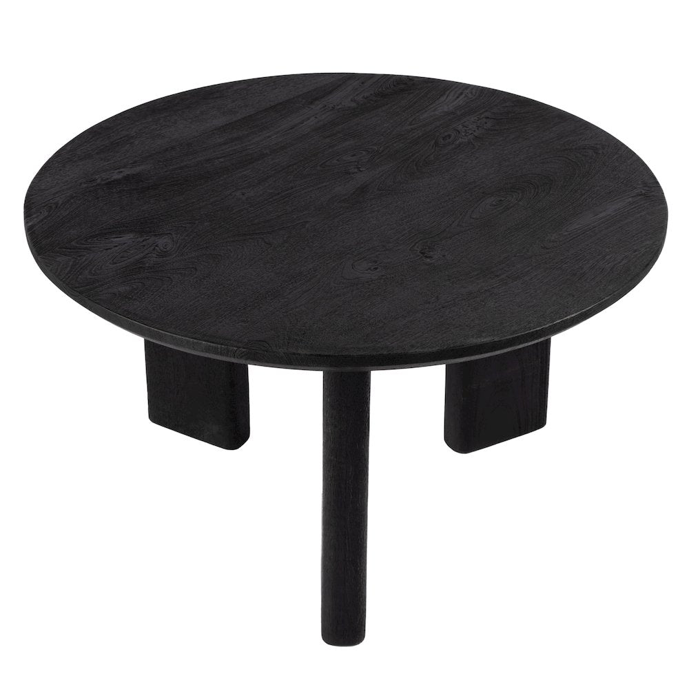 Jenni 30 in. W Round Wood Coffee Table, Black