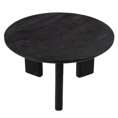 Jenni 30 in. W Round Wood Coffee Table, Black