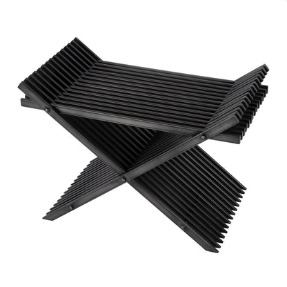Lucan 15.5 in. Seat Height  Iron X-Base Slatted Stool, Black