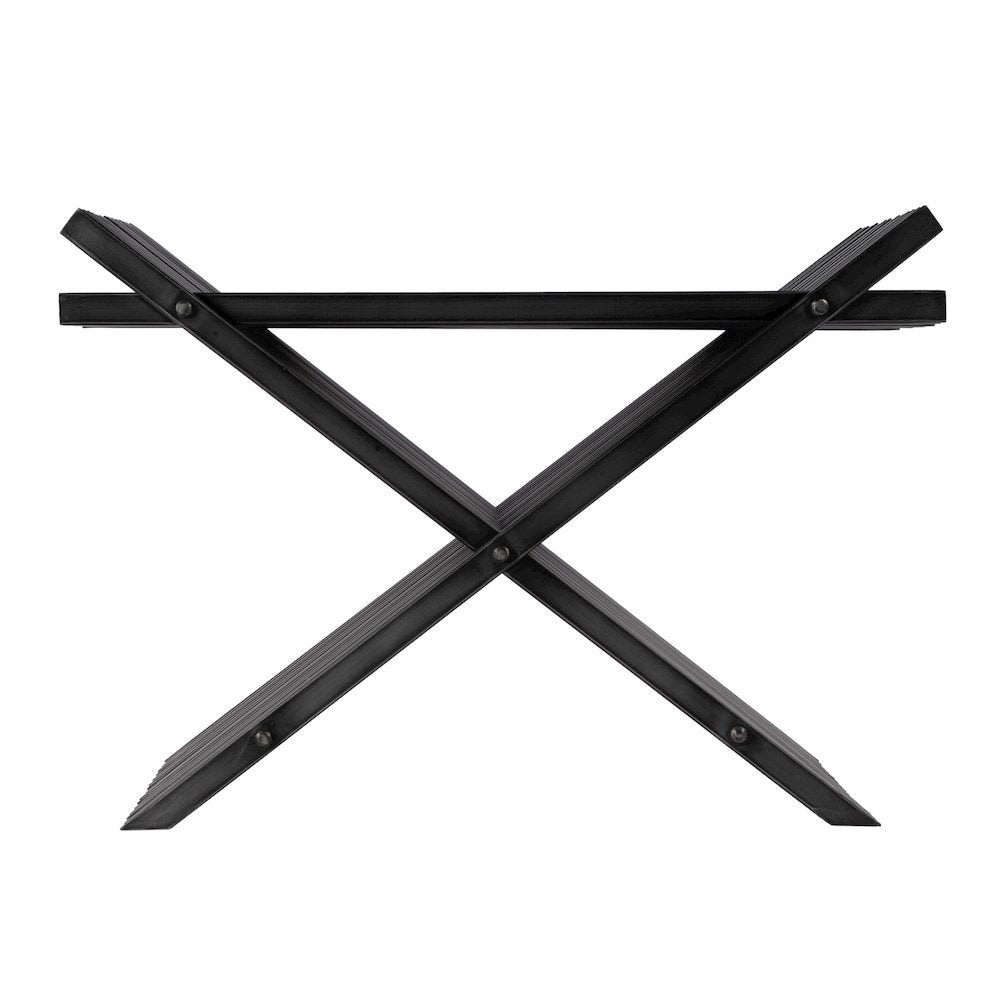 Lucan 15.5 in. Seat Height  Iron X-Base Slatted Stool, Black