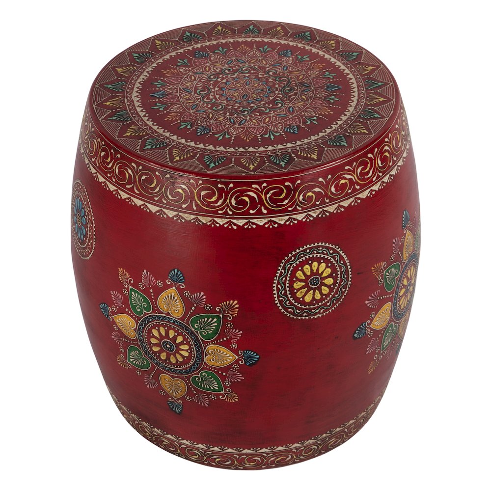 Imani 17" W Round Iron Drum Side Table, Red